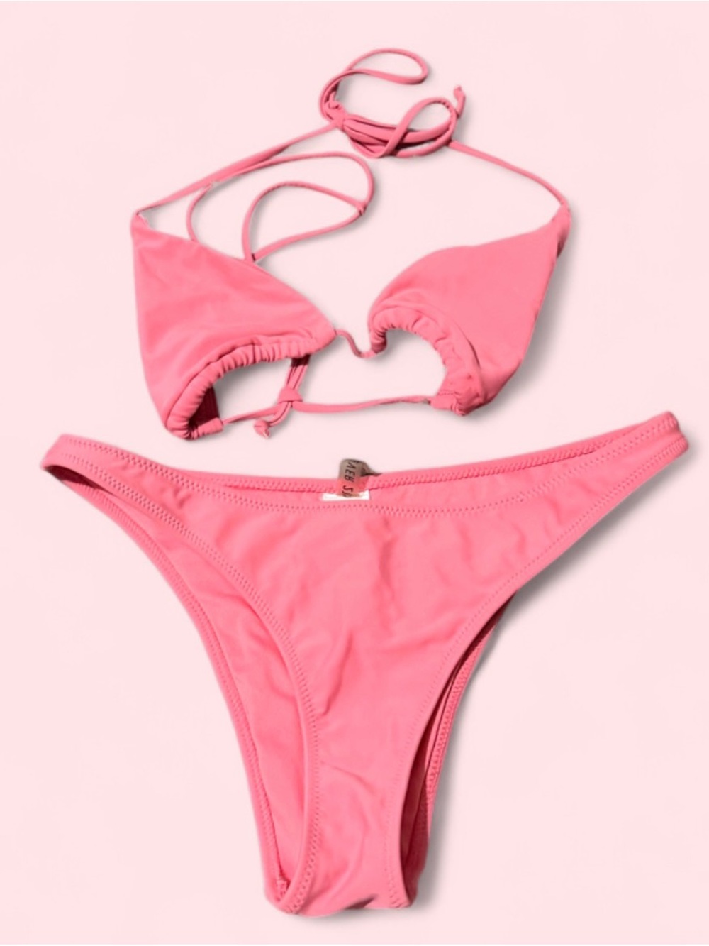 Forever 21 Coral Pink String Triangle Bikini Set